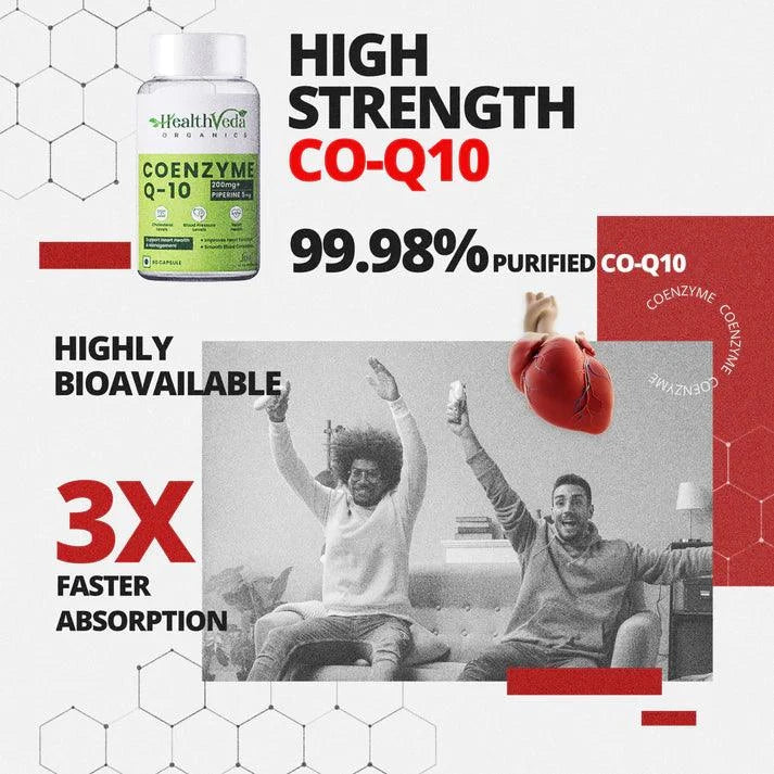 Health Veda Organics Coenzyme Q10 - Mitochondrial Energy & Cardiovascular Equilibrium (60 Capsules)