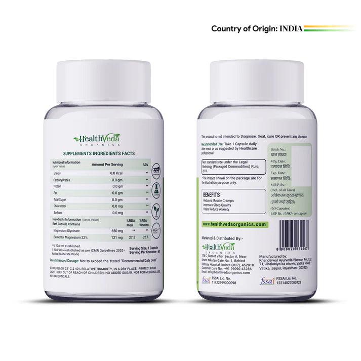 Health Veda Organics High Absorption Magnesium Glycinate Capsule - 60 Capsules