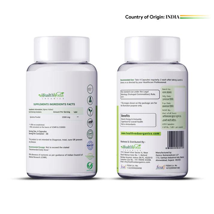 Health Veda Organics Spirulina 2000mg Veg Capsule for Weight Management & Immunity
