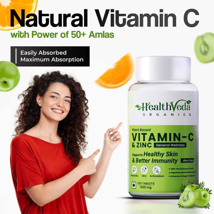 Health Veda Organics Natural Vitamin-C 1000 mg Vegan Tablet - 120 Tablets