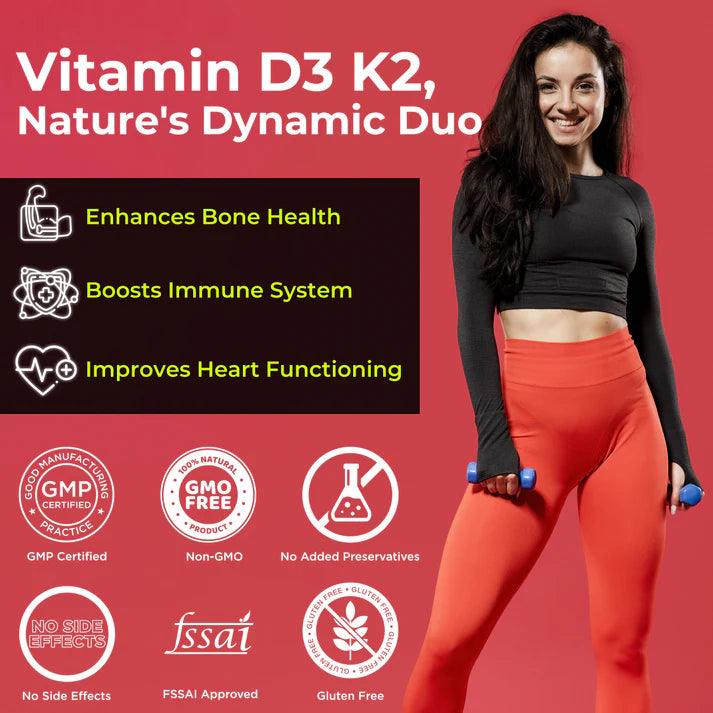 Health Veda Organics Vitamin D3 + K2 Healthy Bones Tablet - 60 Tablets