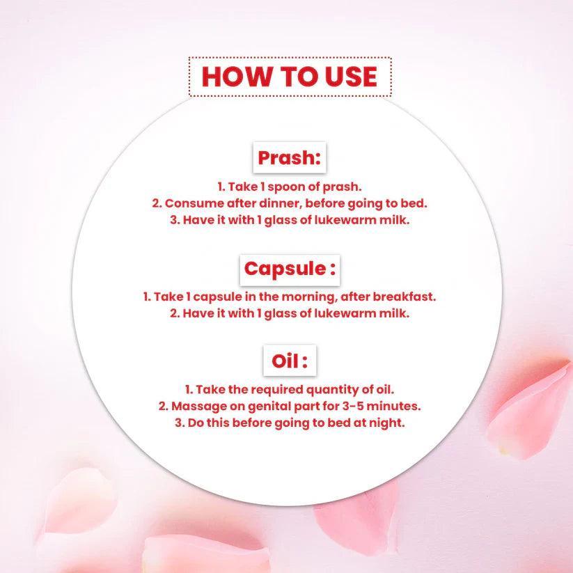 Deemark Love Forever (Oil, Prash and Capsules) - Ayurvedic Oil, Prash and Capsules for all Problem Related to Wellness in Men and Women