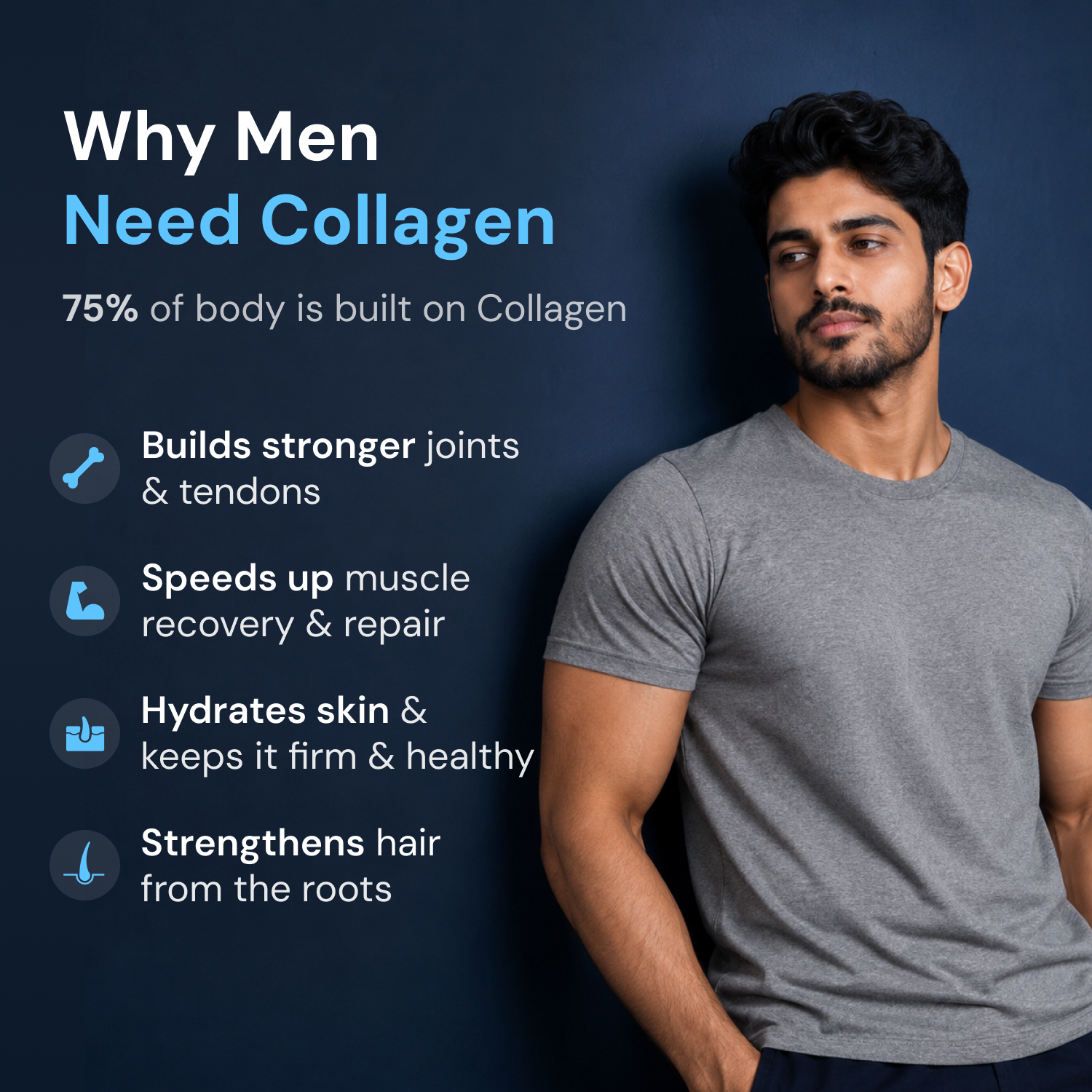 Moderate Marine Collagen Powder for Men, Type 1 & 3 Hydrolyzed Peptides with Glutathione, Vitamin C, Hyaluronic Acid, Biotin, Mango Peach Flavour, Add to Whey Shake or Any Drink, 200g