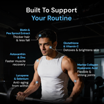 Moderate Marine Collagen Powder for Men, Type 1 & 3 Hydrolyzed Peptides with Glutathione, Vitamin C, Hyaluronic Acid, Biotin, Mango Peach Flavour, Add to Whey Shake or Any Drink, 100g
