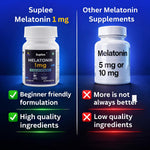 Suplee Melatonin 1 mg (60 Tablets) | For Deep Sleep Support | Non-Habit Forming | Helps Regulate Sleep-Wake Cycle