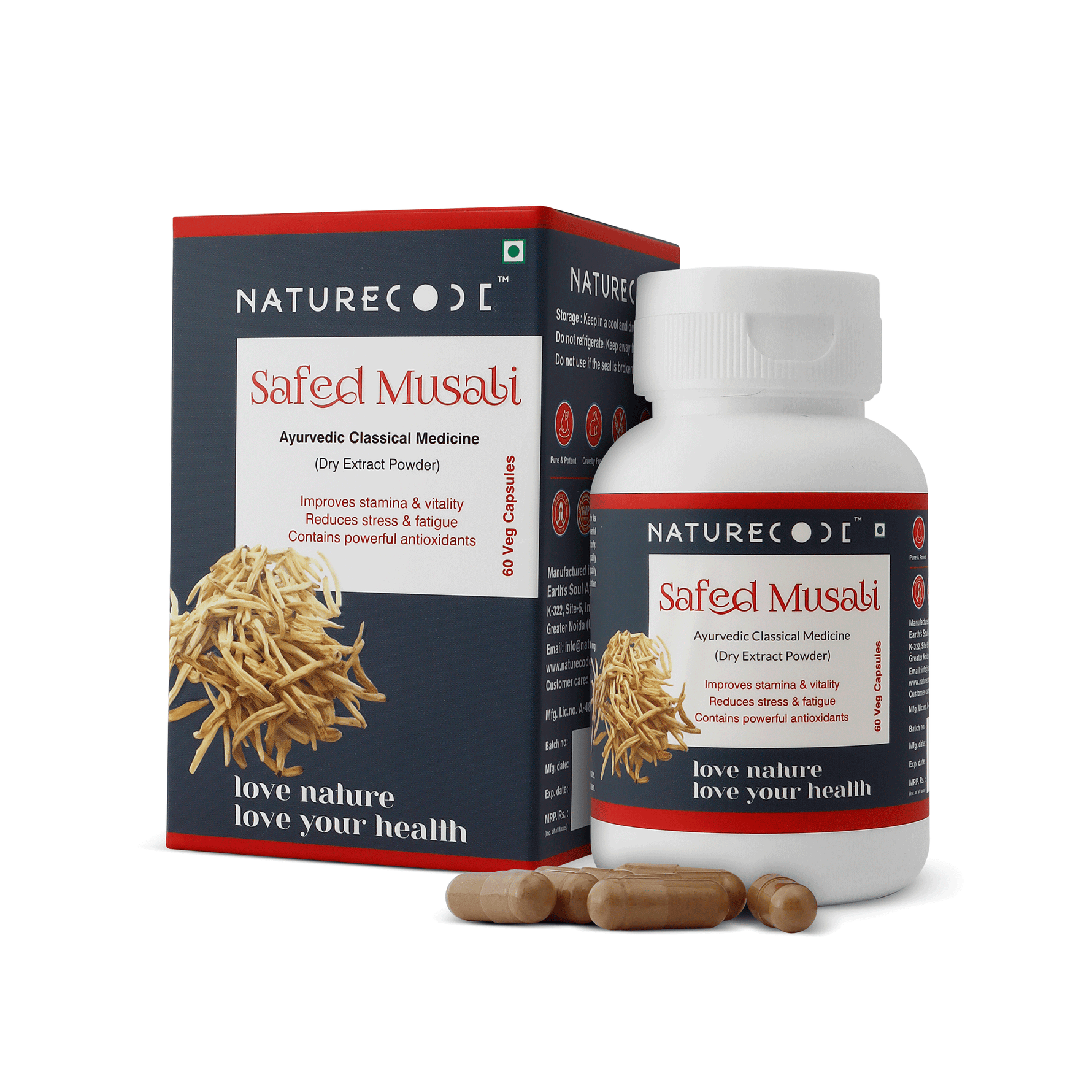 Nature Code Safed Musali Veg Capsule - 60 Capsules