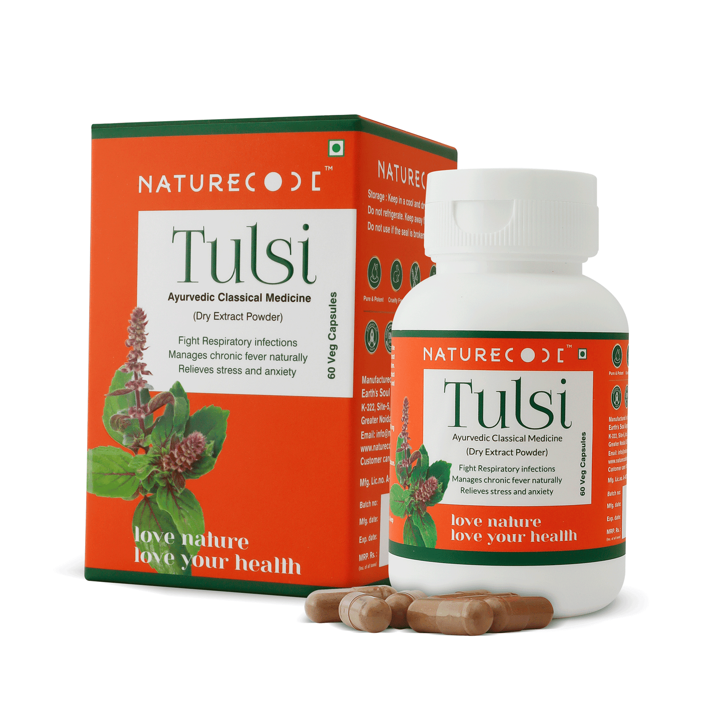 Nature Code Tulsi Veg Capsule - 60 Capsules