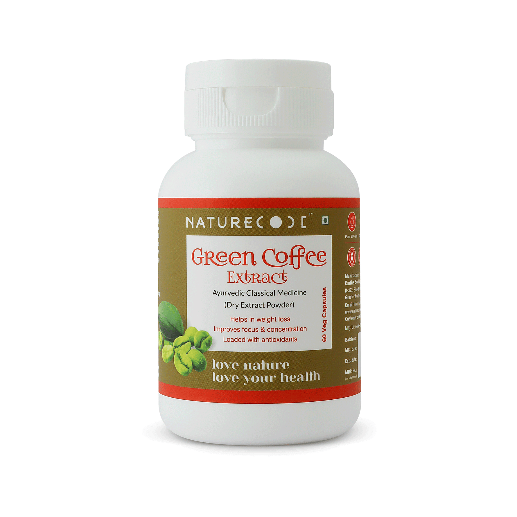 Nature Code Green Coffee Extract Veg Capsule - 60 Capsules