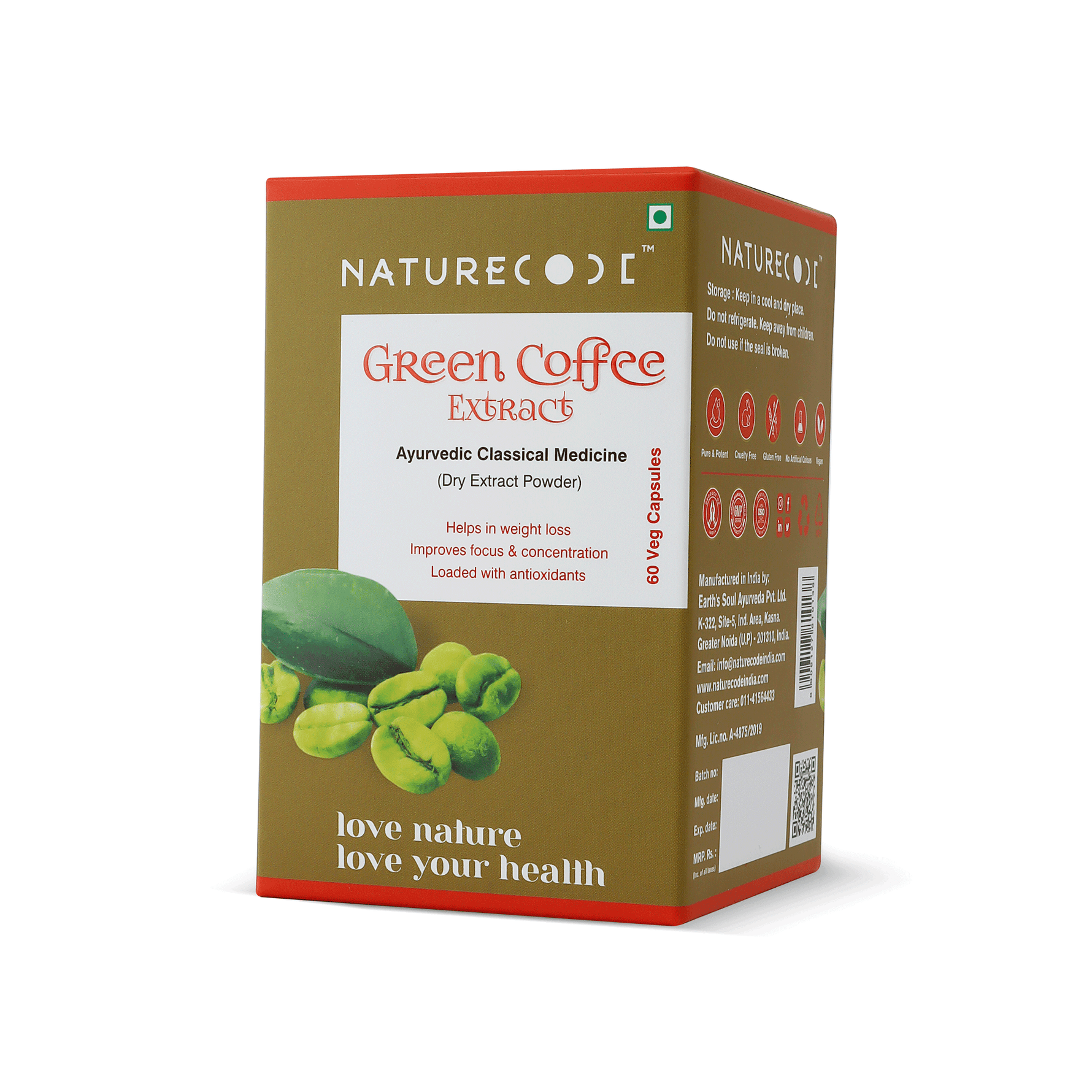 Nature Code Green Coffee Extract Veg Capsule - 60 Capsules