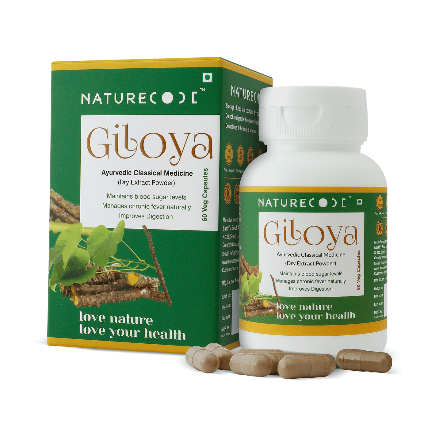 Nature Code Giloya Veg Capsule - 60 Capsules