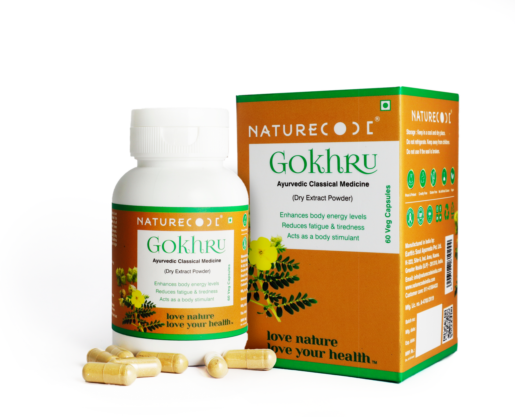 Nature Code Gokhru Veg Capsule - 60 Capsules