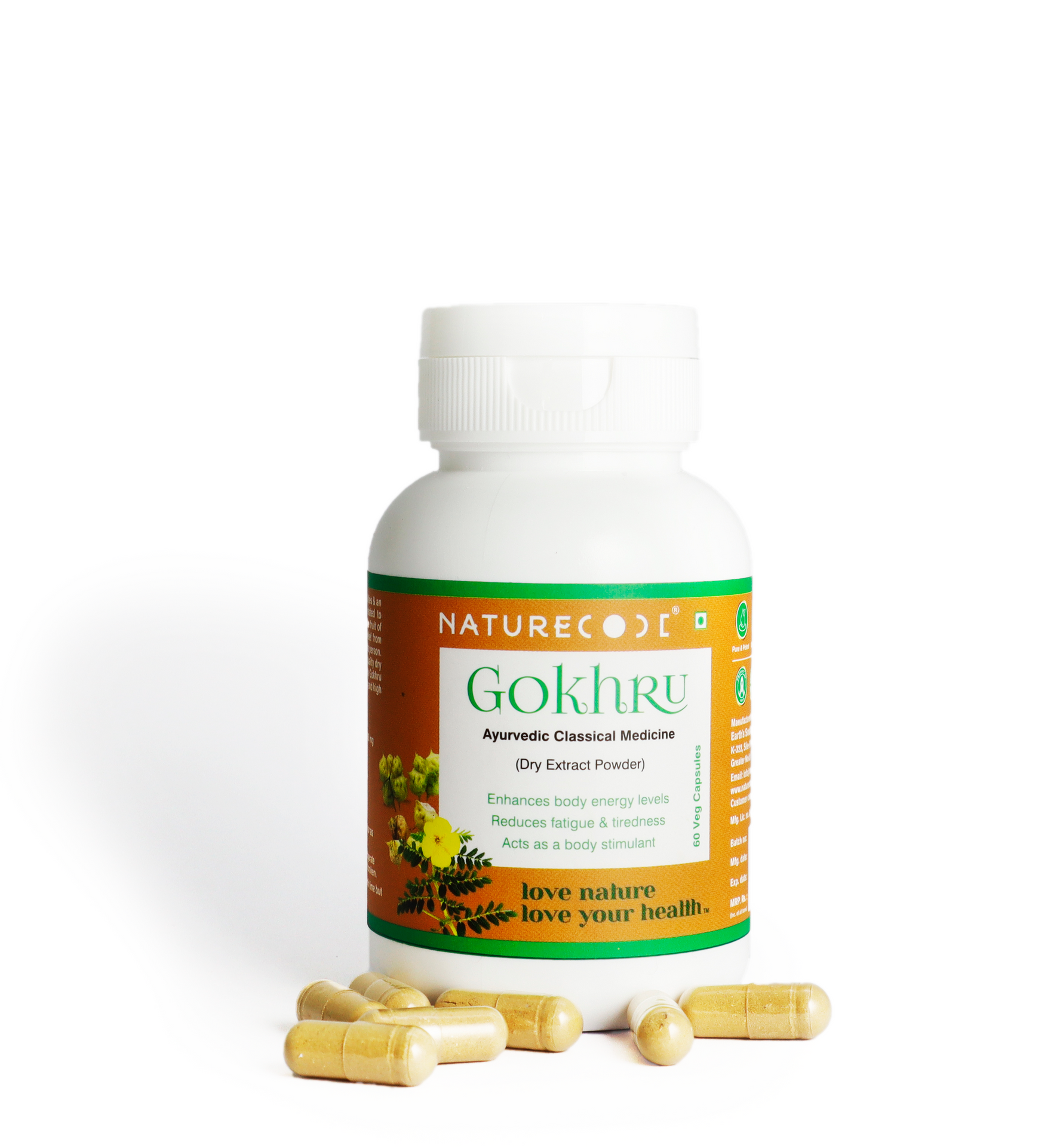 Nature Code Gokhru Veg Capsule - 60 Capsules