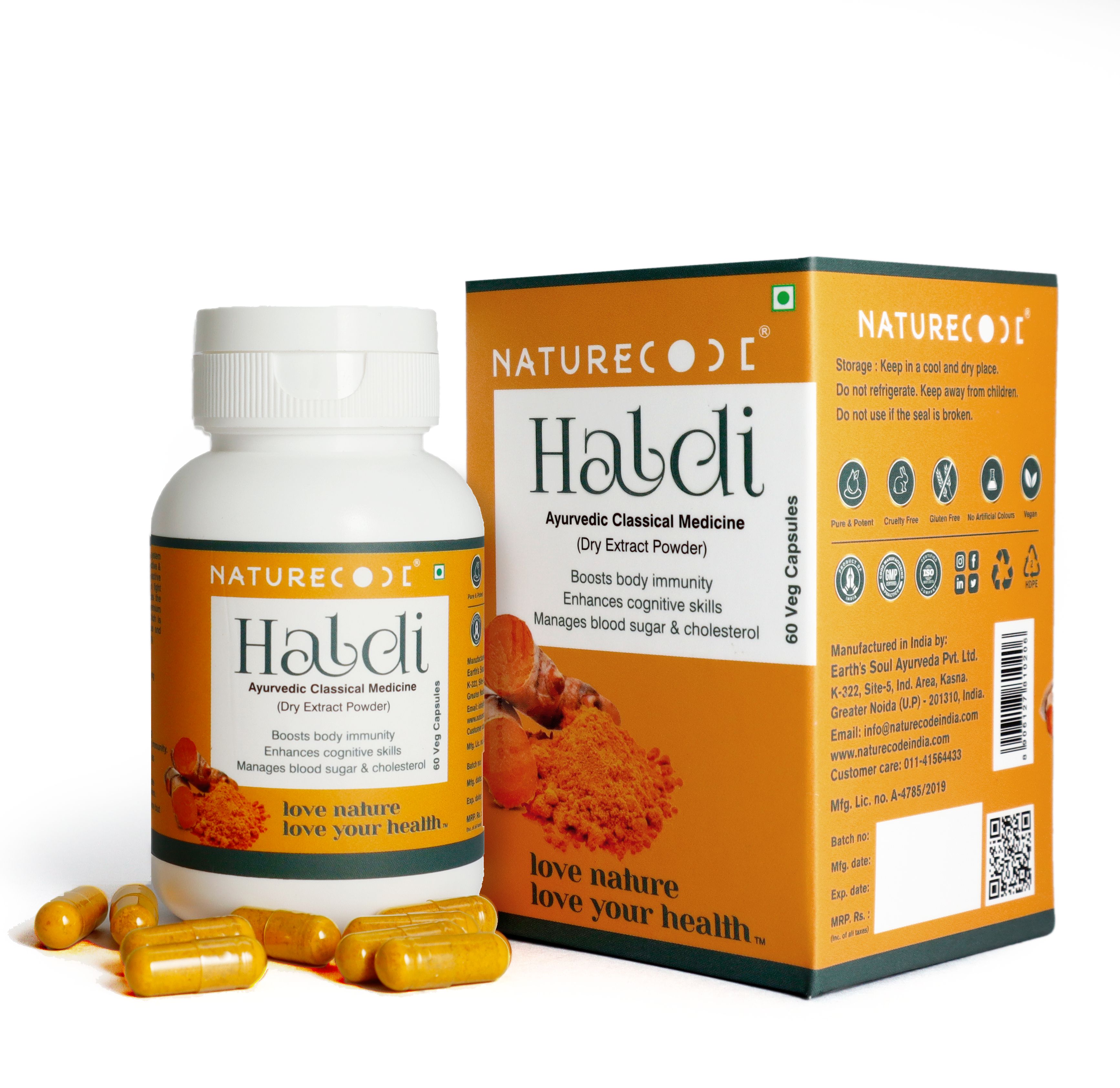 Nature Code Haldi Veg Capsule - 60 Capsules