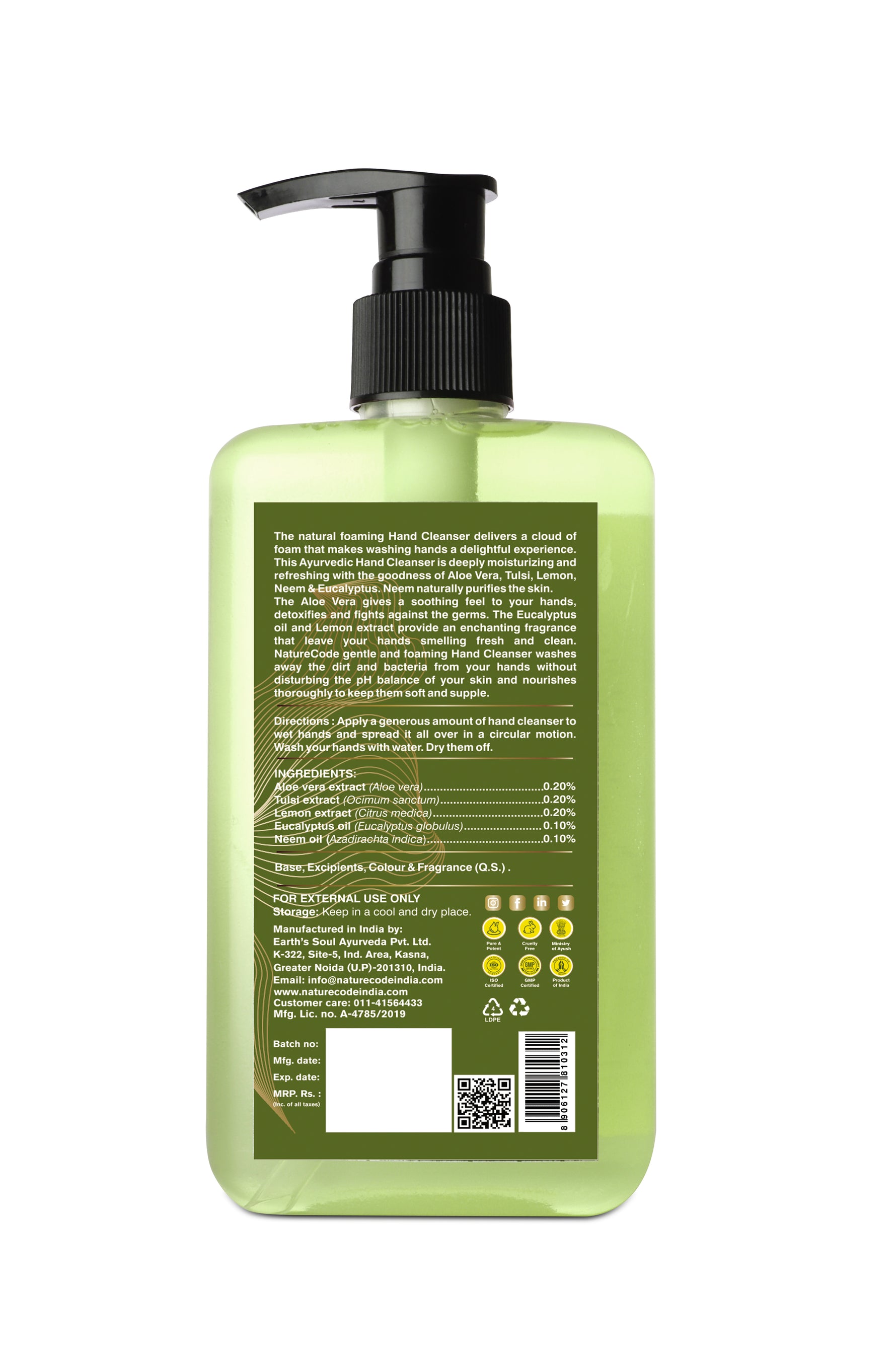 Nature Code Ayurvedic Hand Cleanser - 275ml