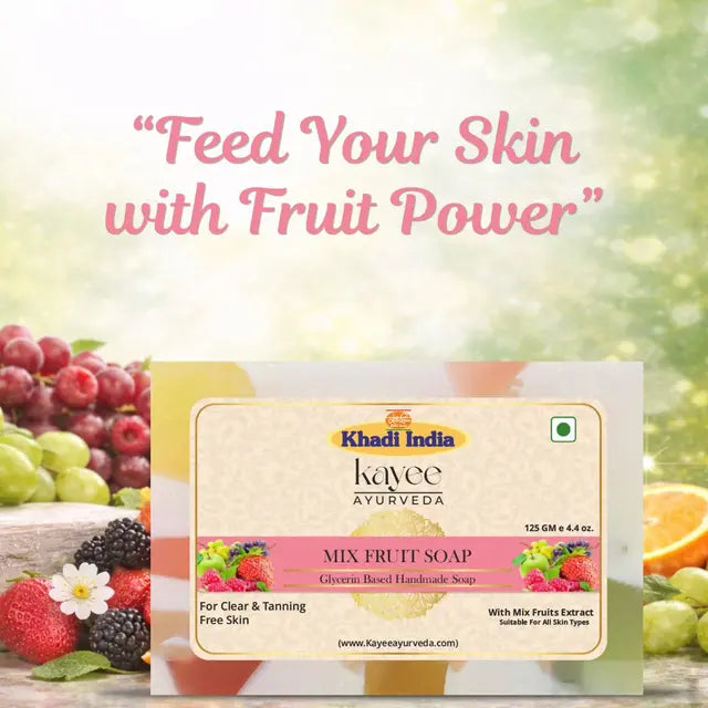 Kayee Ayurveda Mix Fruit Bath Soap | Fruity Fragrance Herbal Soap for Men & Women | Refreshing Body Cleansing Bathing Bar for Daily Use | Gentle Bath Soap for Fresh, Clean & Smooth Looking Skin
