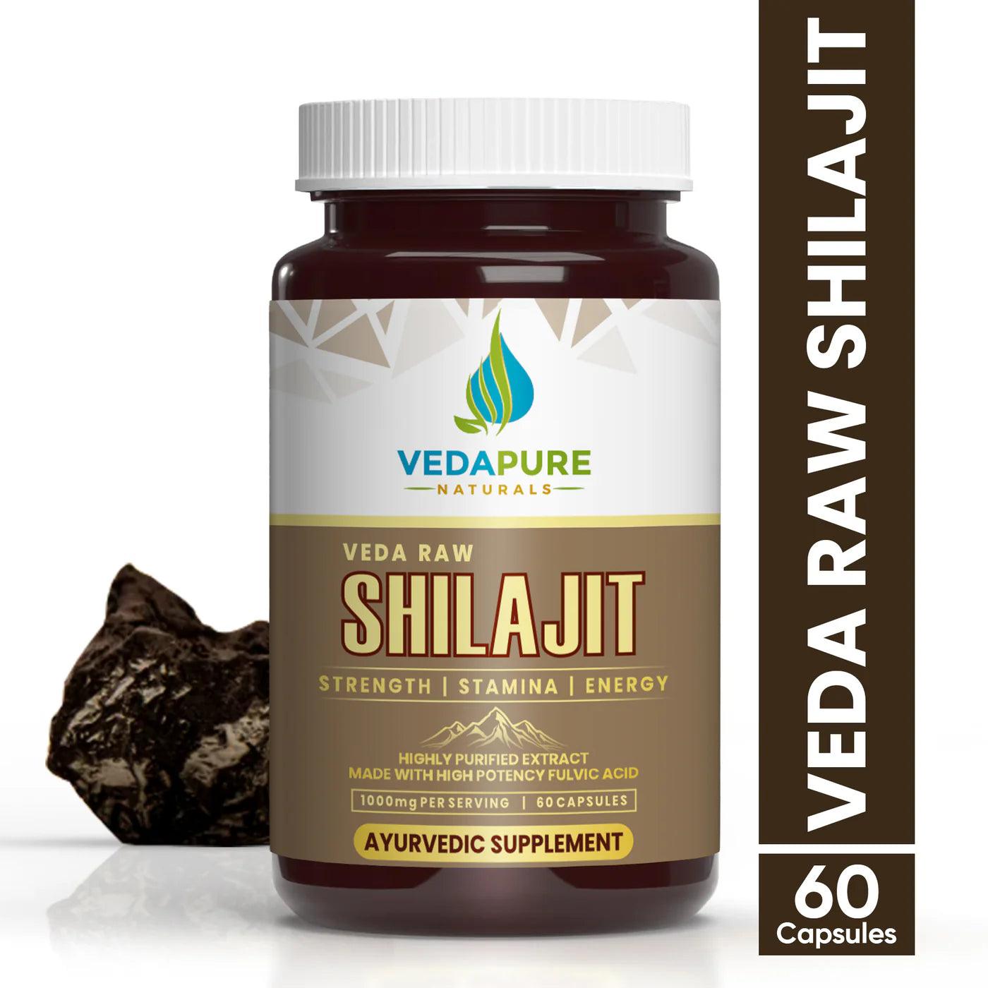 Vedapure Naturals Raw Shilajit Capsules for Strength & General Health-60 Capsules