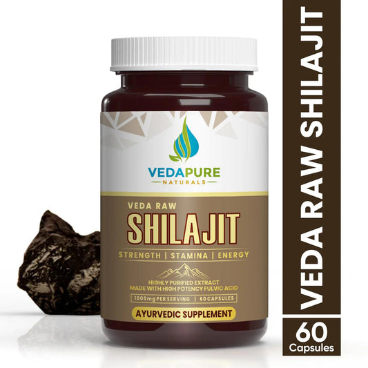 Vedapure Naturals Raw Shilajit Capsules for Strength & General Health-60 Capsules