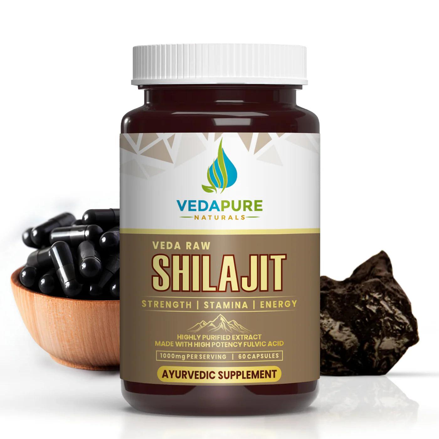 Vedapure Naturals Raw Shilajit Capsules for Strength & General Health-60 Capsules