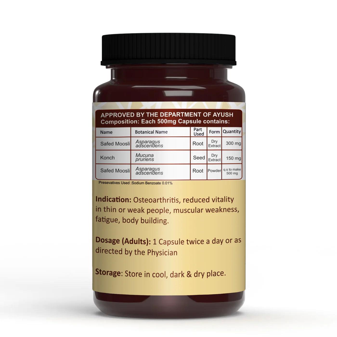 Vedapure Naturals Safed Musli Capsules For Strength- 60 Capsules