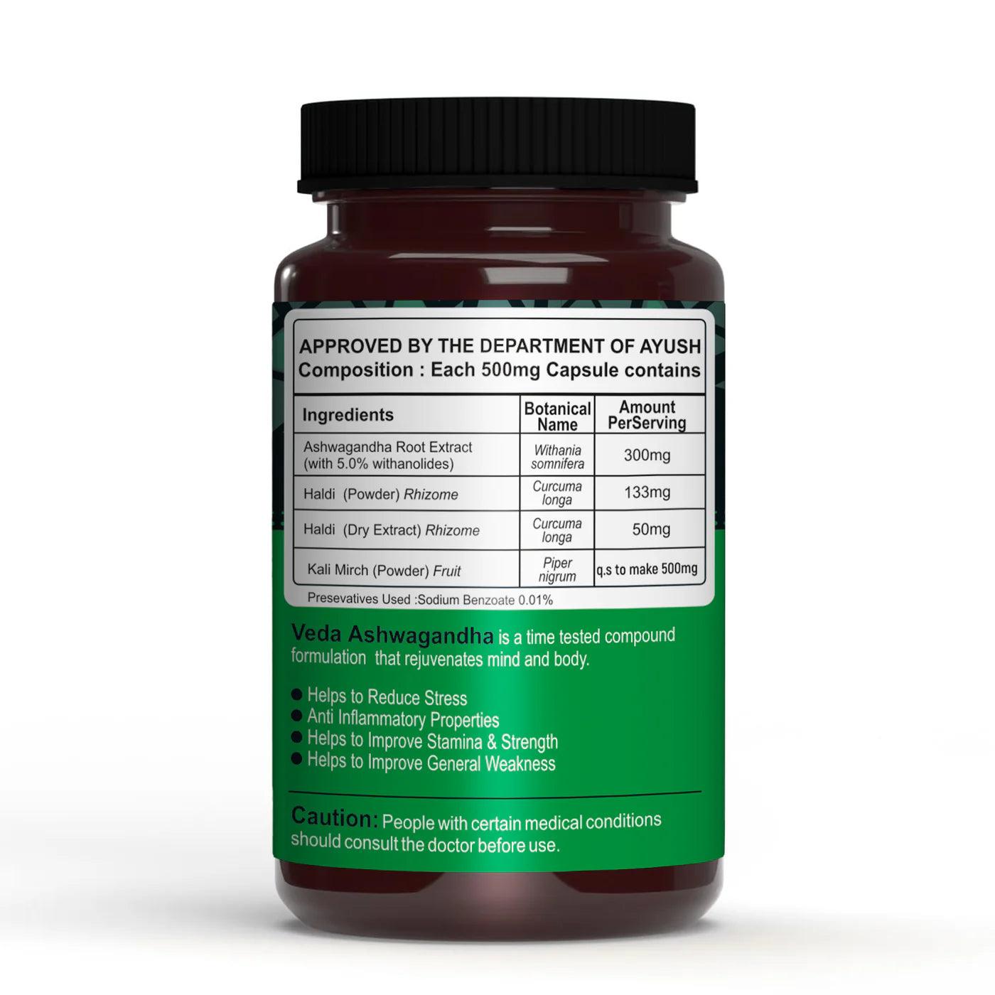 Vedapure Naturals Ashwagandha Capsules Anxiety & Stress Relief-60 capsules