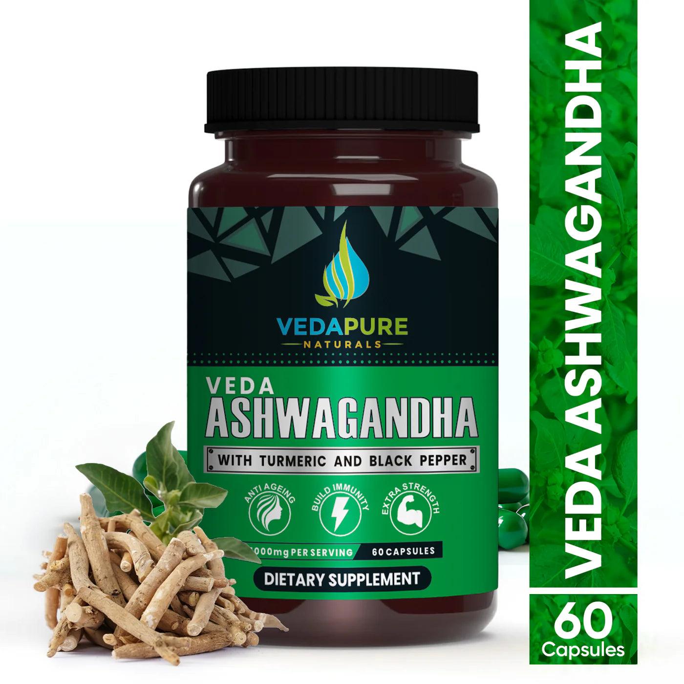 Vedapure Naturals Ashwagandha Capsules Anxiety & Stress Relief-60 capsules