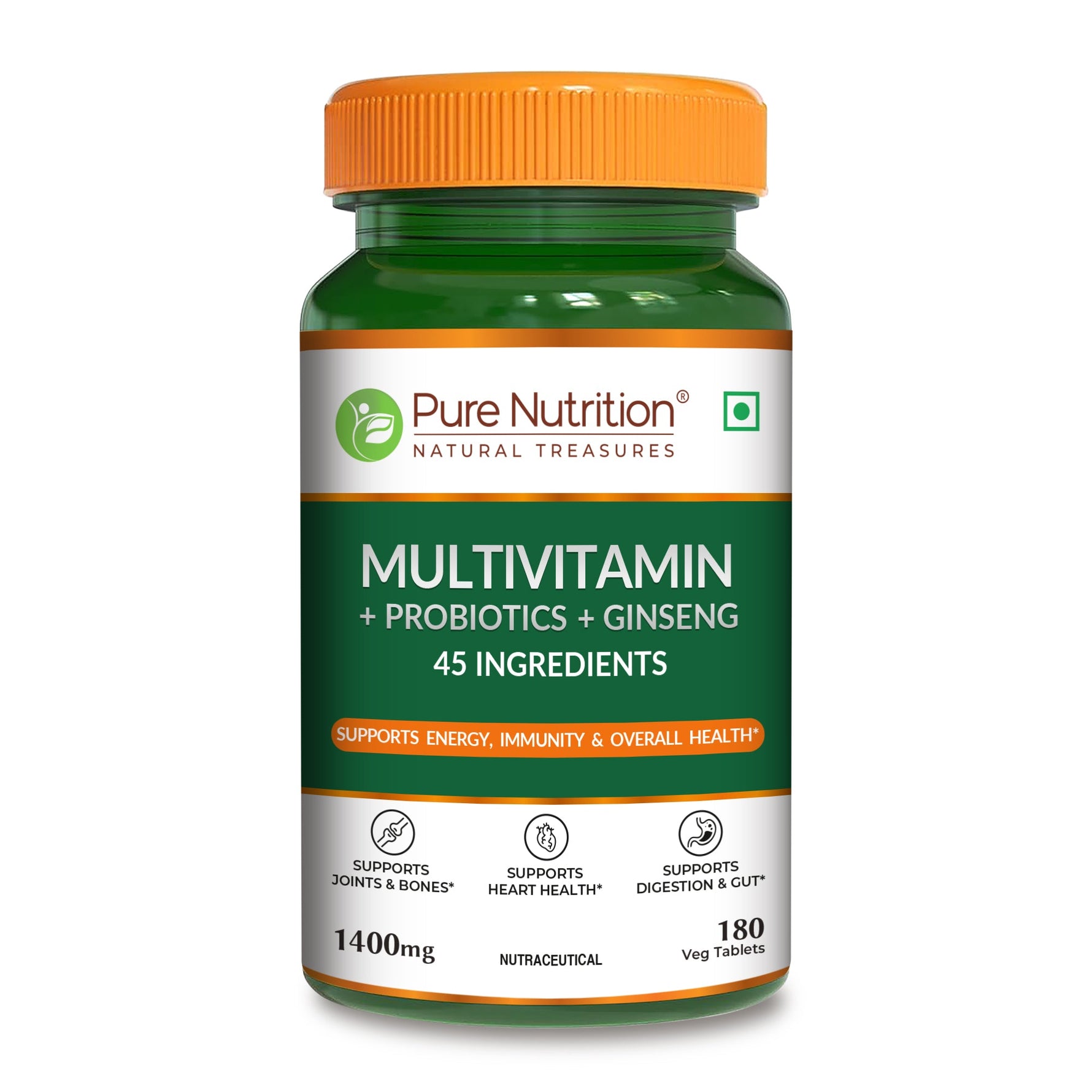 Pure Nutrition Multivitamin with Probiotics & Ginseng – 180 Capsules | Daily Wellness Formula