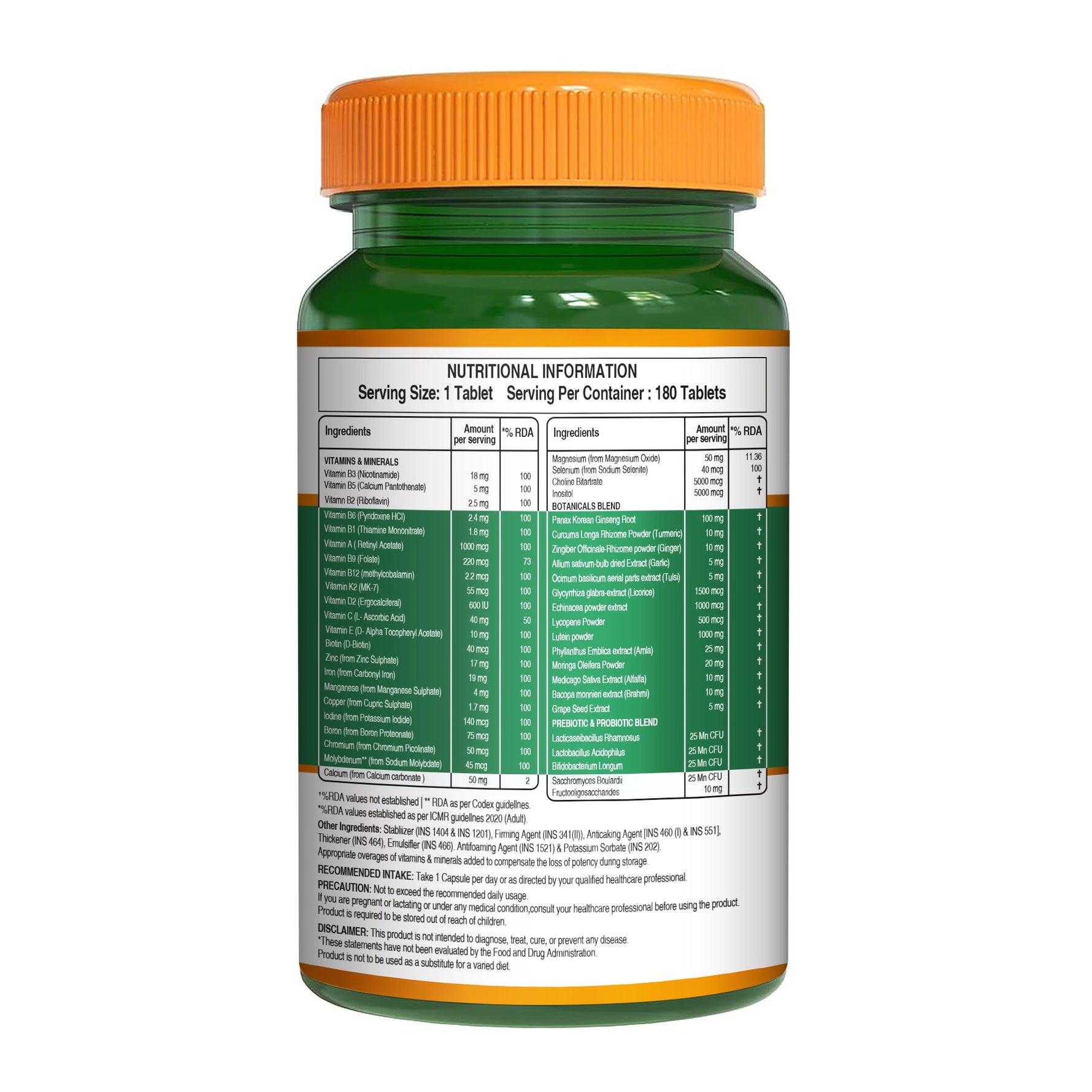 Pure Nutrition Multivitamin with Probiotics & Ginseng – 180 Capsules | Daily Wellness Formula