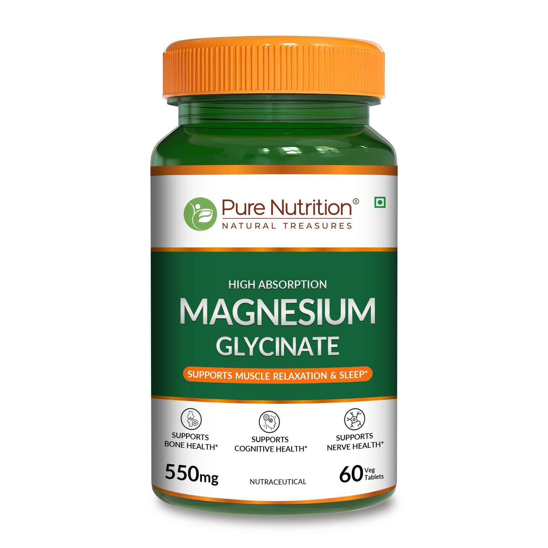 Pure Nutrition Magnesium Glycinate 550mg – 60 Tablets | Relaxation & Muscle Support