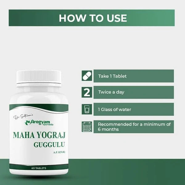 Dr. Satnam’s Arogyam Ayurveda Maha Yograj Guggulu (A.F.I 5:6, 60 Tablets) | Classical Herbo-Mineral Formulation for Severe Joint Pain, Rheumatoid Arthritis & Neuromuscular Disorders