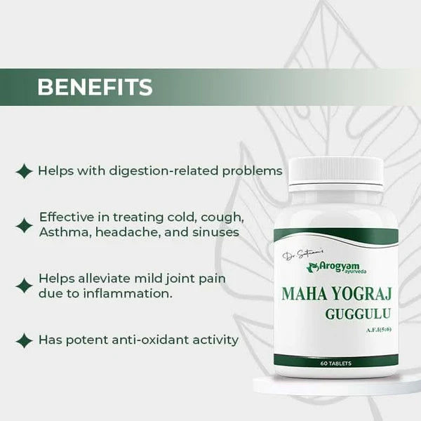 Dr. Satnam’s Arogyam Ayurveda Maha Yograj Guggulu (A.F.I 5:6, 60 Tablets) | Classical Herbo-Mineral Formulation for Severe Joint Pain, Rheumatoid Arthritis & Neuromuscular Disorders