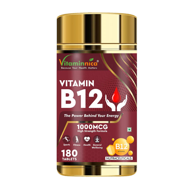 Vitaminnica Vitamin B12 Tablets - High Strength Energy Production & Nervous System Support, 180 Count