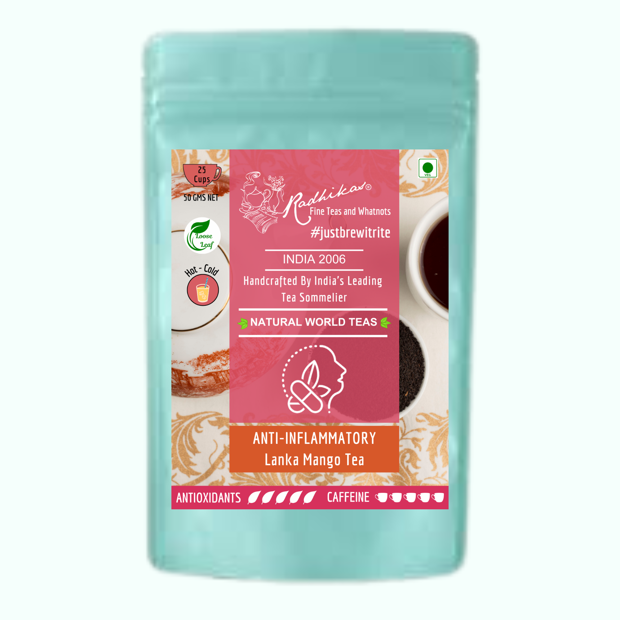 Radhika's Fine Teas Anti-Inflammatory Lanka Mango Black Tea (50g) | Single-Origin Ceylon Black Tea with Mango for Joint Support, Immunity & Energy