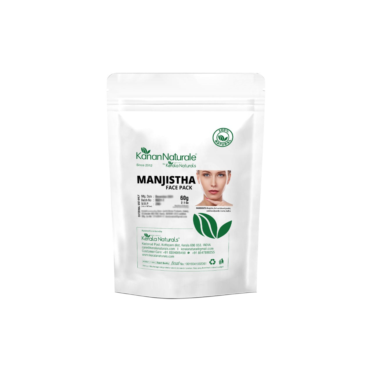 Kerala Naturals Manjistha Face Pack 60 gm – For skin brightening and treating skin disorders