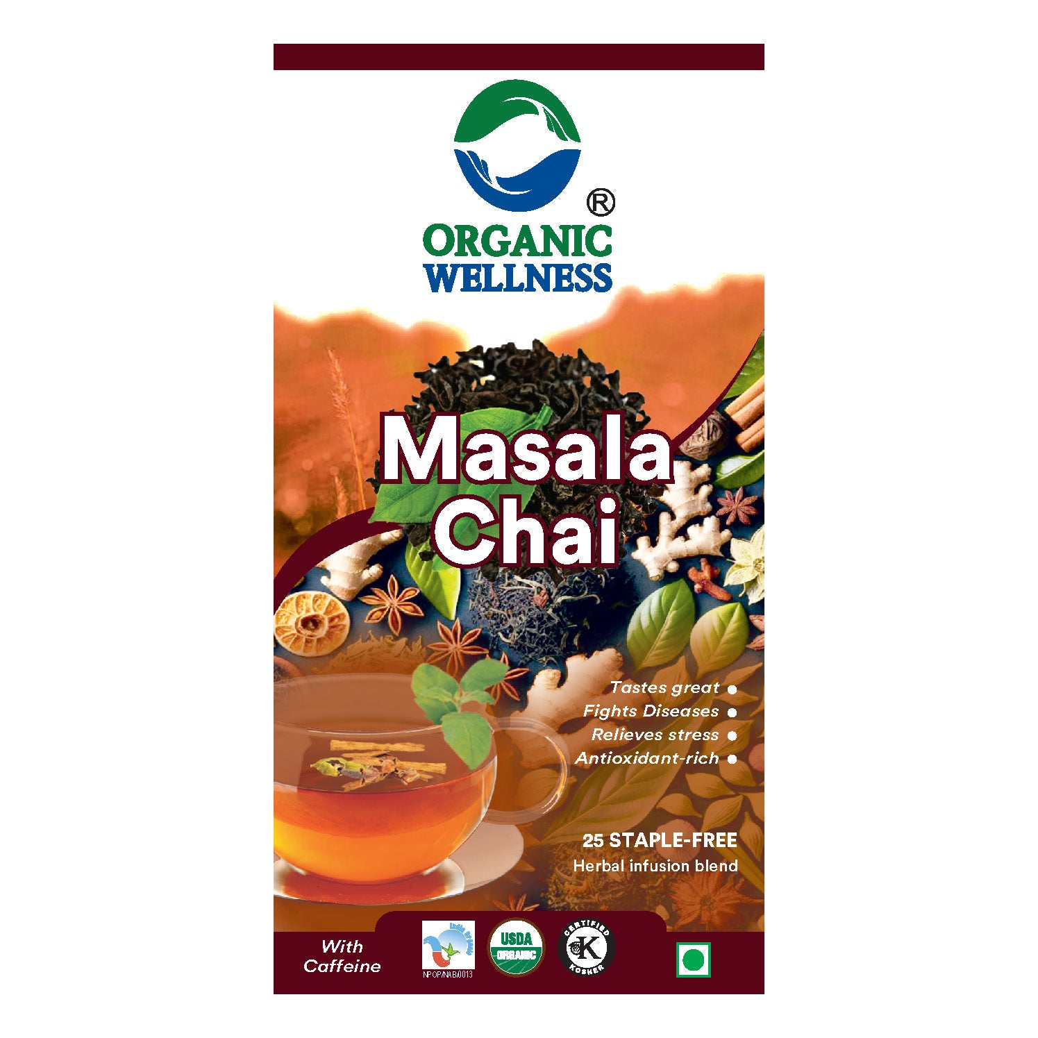 Organic Wellness Masala Chai Teabags -  25 Teabags