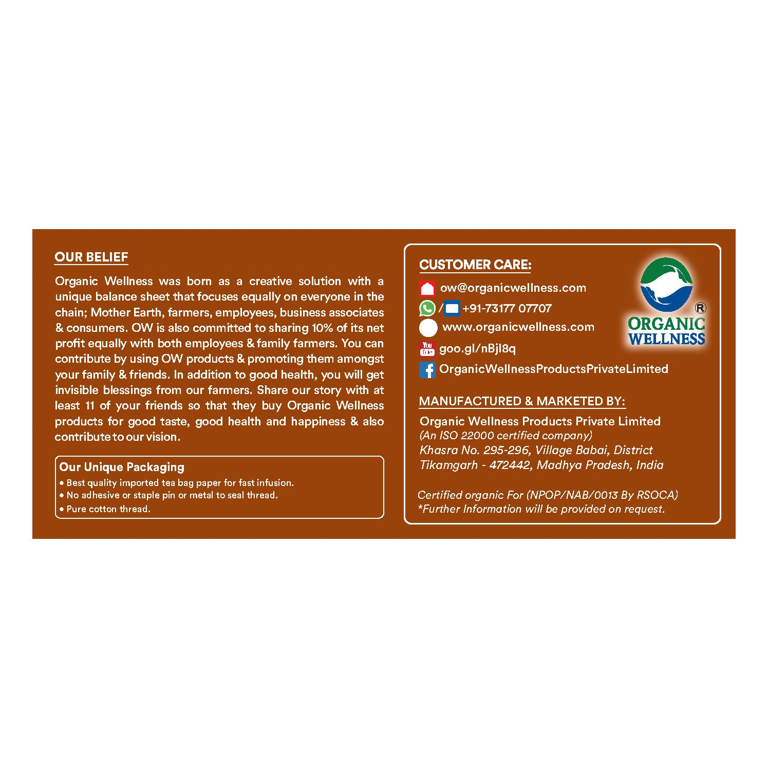 Organic Wellness Masala Chai Teabags -  25 Teabags