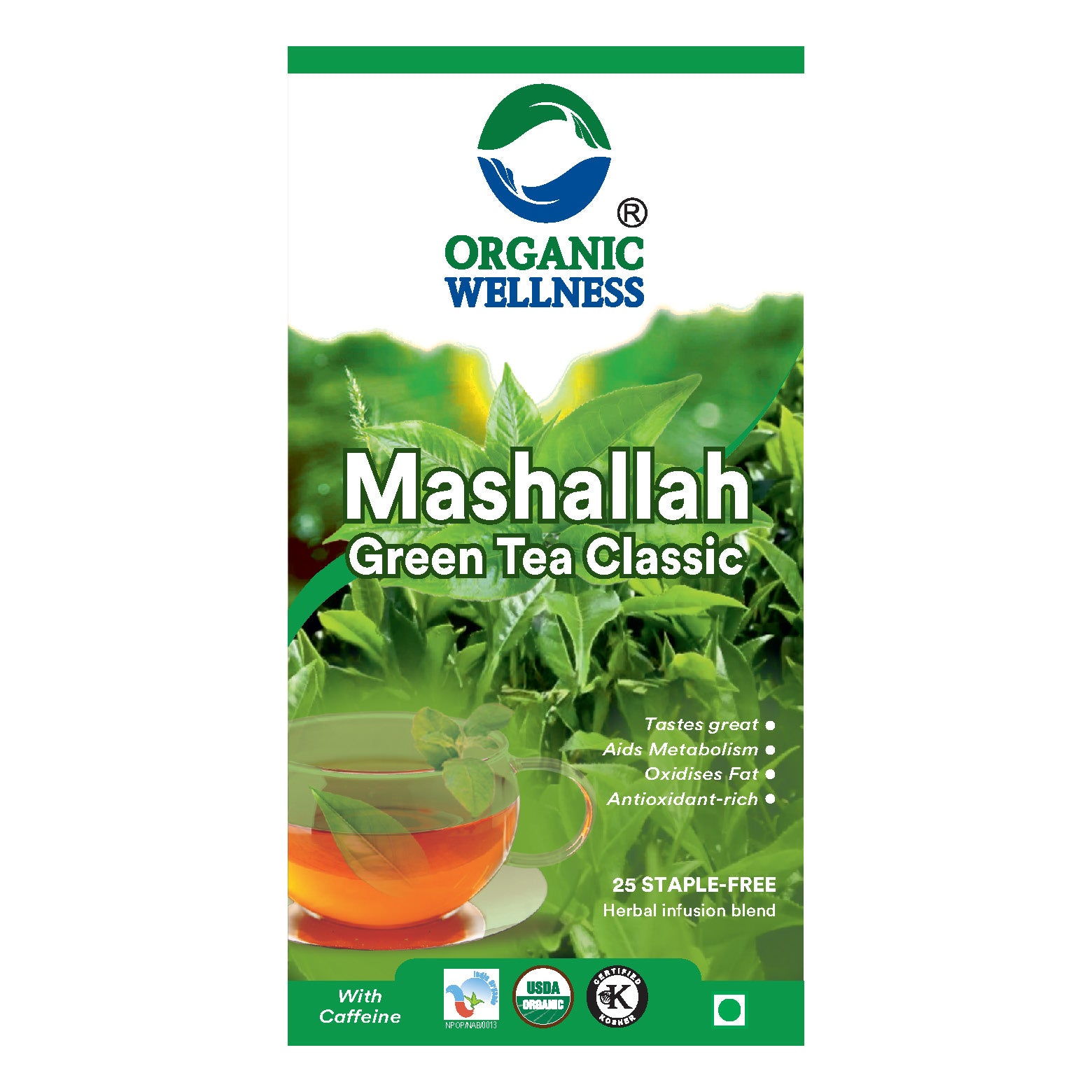 Organic Wellness Mashallah Green Tea Classic Teabags -  25 Teabags