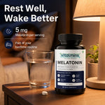 Vitalmins Melatonin Sleep Support Tablets | Fast-Acting Natural Sleep Aid for Restful Sleep, Jet Lag & Sleep Cycle Reset – 60 Tablets