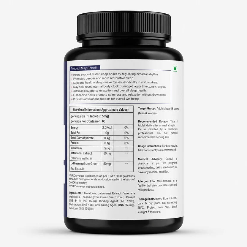 Vitalmins Melatonin Sleep Support Tablets | Fast-Acting Natural Sleep Aid for Restful Sleep, Jet Lag & Sleep Cycle Reset – 60 Tablets