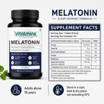 Vitalmins Melatonin Sleep Support Tablets | Fast-Acting Natural Sleep Aid for Restful Sleep, Jet Lag & Sleep Cycle Reset – 60 Tablets