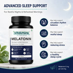 Vitalmins Melatonin Sleep Support Tablets | Fast-Acting Natural Sleep Aid for Restful Sleep, Jet Lag & Sleep Cycle Reset – 60 Tablets