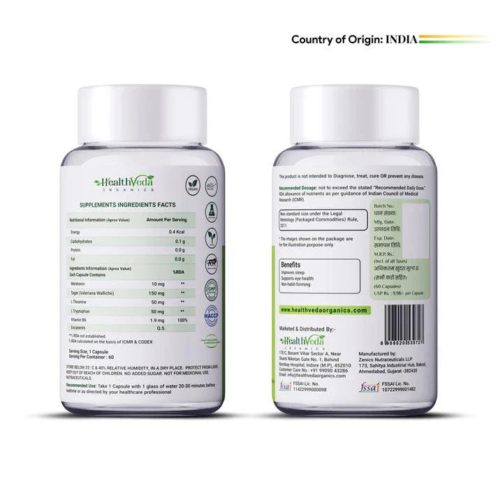 Health Veda Organics Melatonin Capsules - 60 Capsules