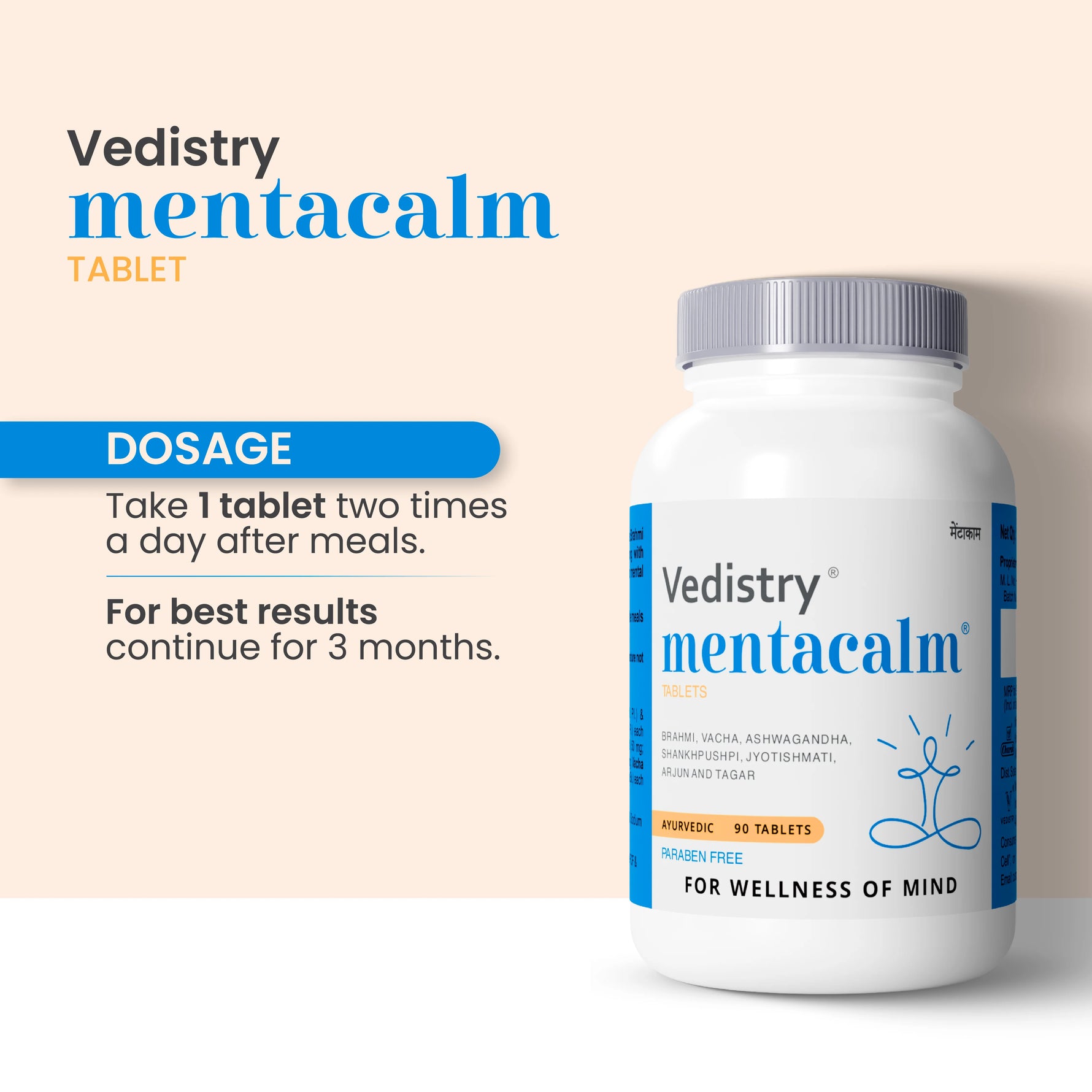 Vedistry Mentacalm Tablet for Mind Wellness - 90 Tablets