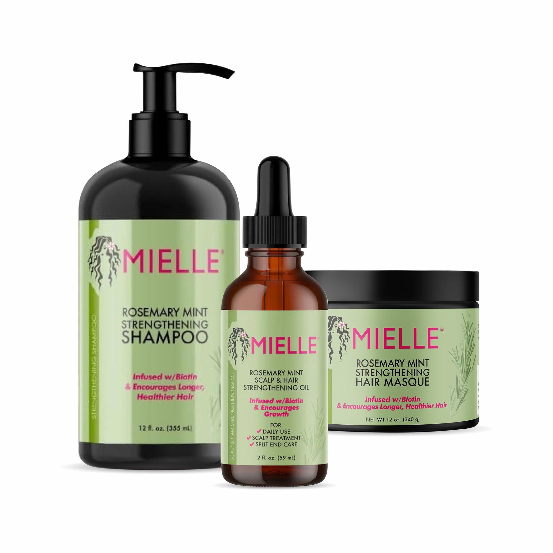 Mielle Bundle: Natural Rosemary Hair Care – Oil, Shampoo & Masque for Strong, Healthy Hair