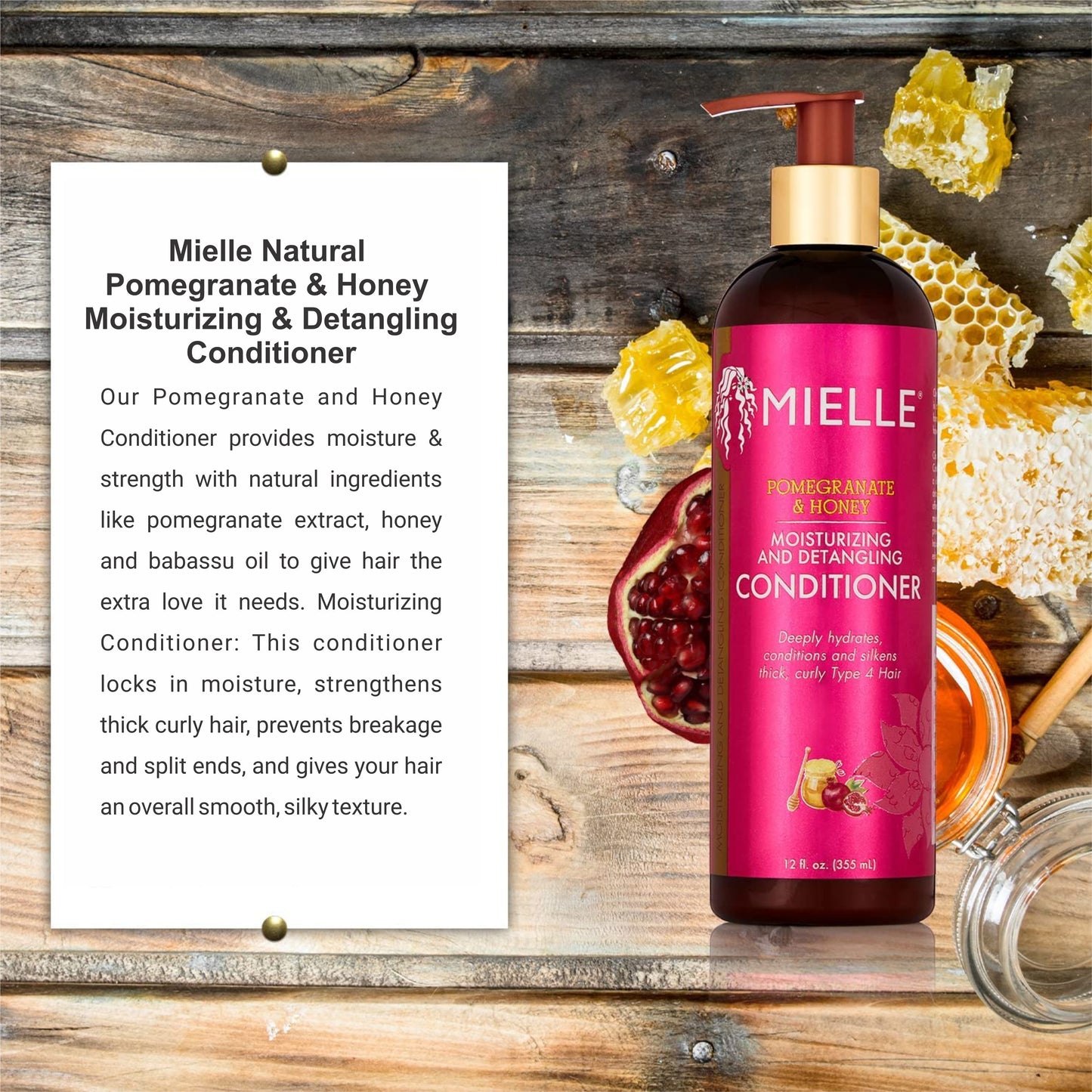 Mielle Natural Pomegranate With Honey Detangling Conditioner – Nourish & Define Curls | 355ml