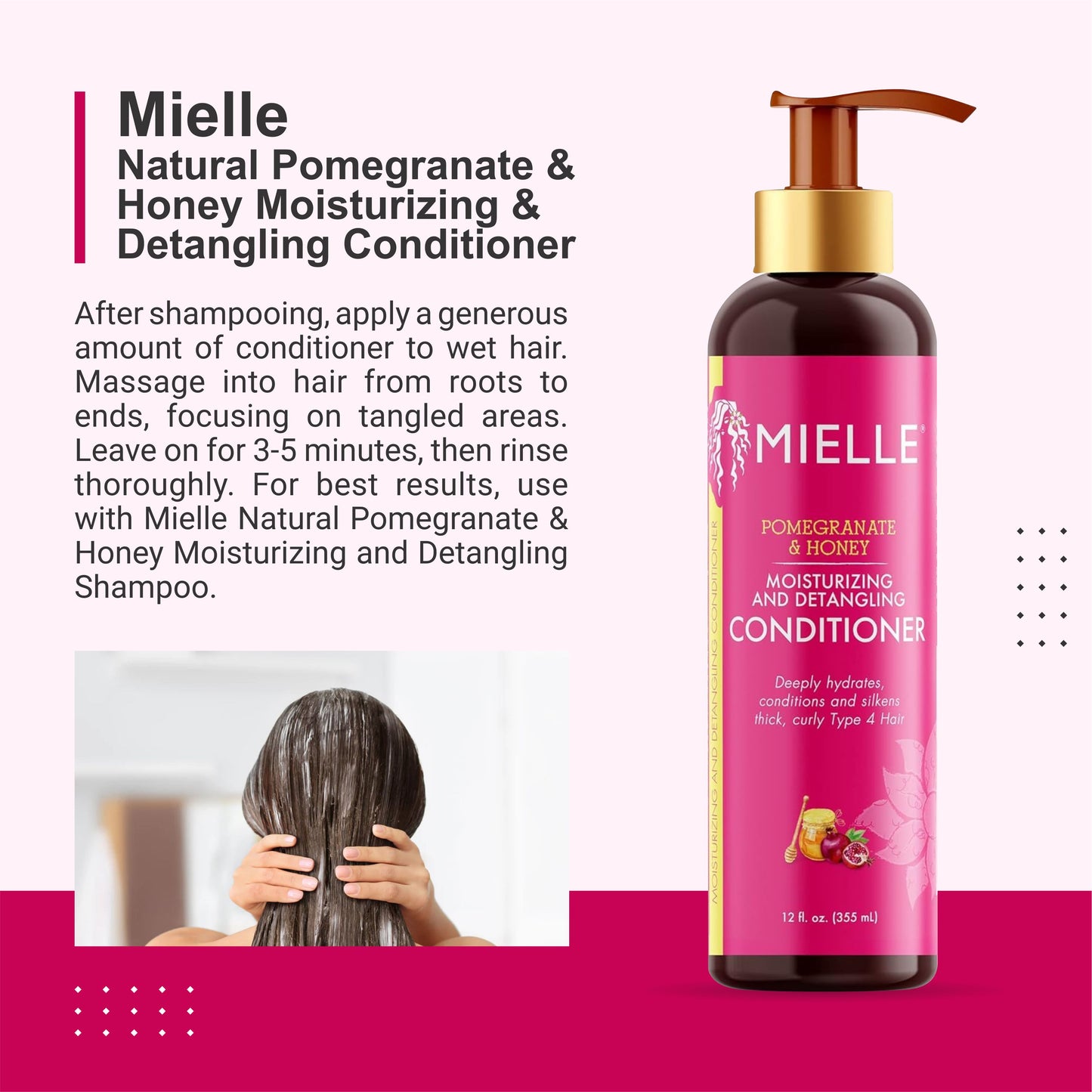 Mielle Natural Pomegranate With Honey Detangling Conditioner – Nourish & Define Curls | 355ml