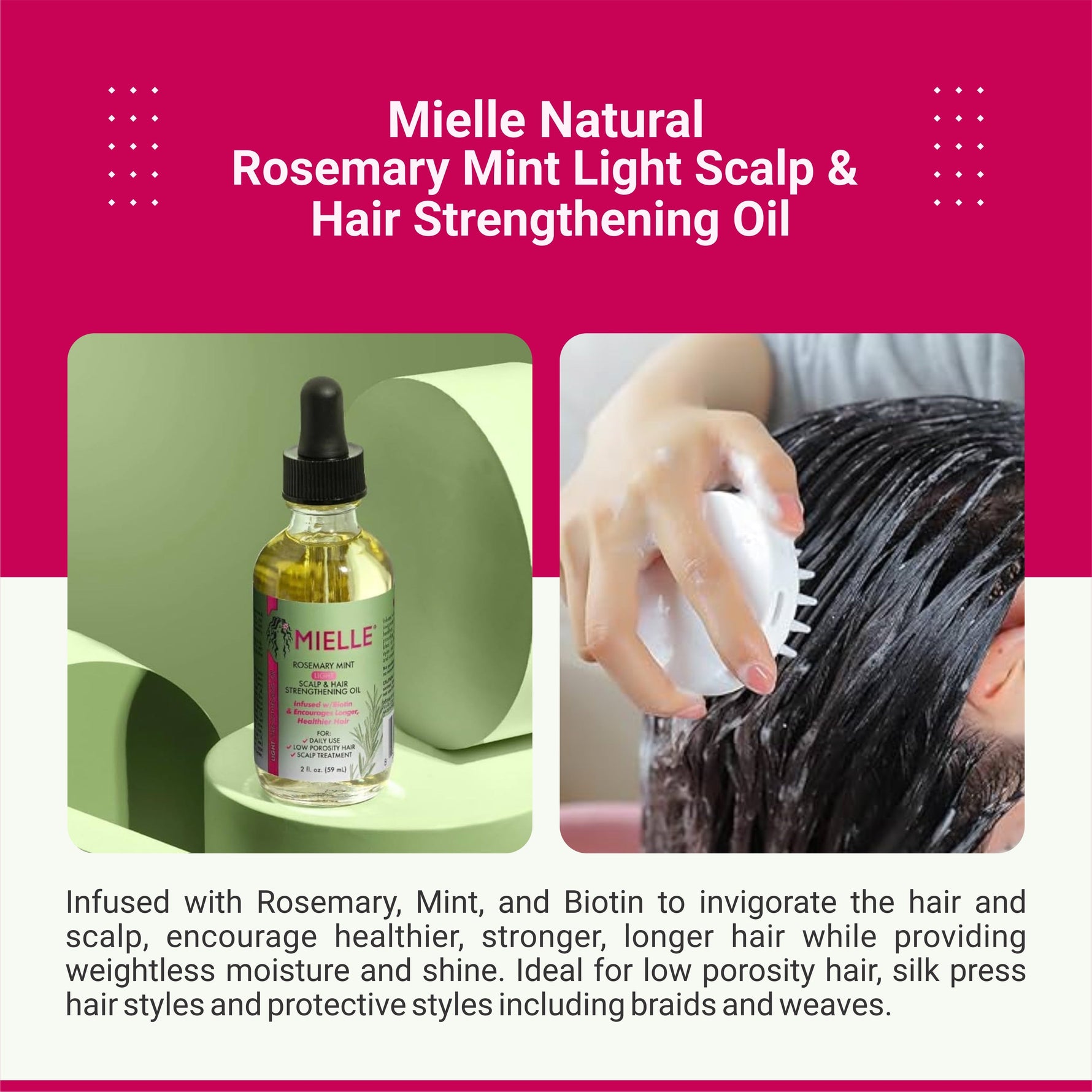 Mielle Natural Rosemary Mint Hair Oil – Strengthen & Revitalize Your Scalp | 59 ML