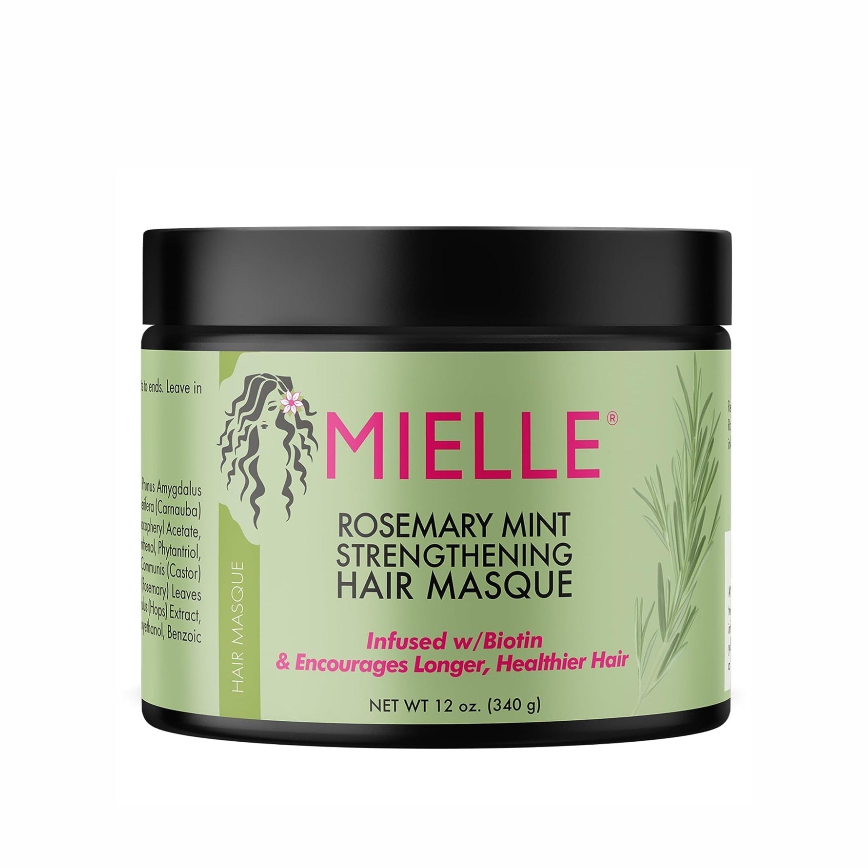 Mielle Rosemary Mint Strengthening Hair Masque, Essential Oil & Biotin Deep Treatment, Miracle Repair for Dry, Damaged, & Frizzy Hair 340gm,1 Count