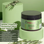Mielle Rosemary Mint Strengthening Hair Masque, Essential Oil & Biotin Deep Treatment, Miracle Repair for Dry, Damaged, & Frizzy Hair 340gm,1 Count