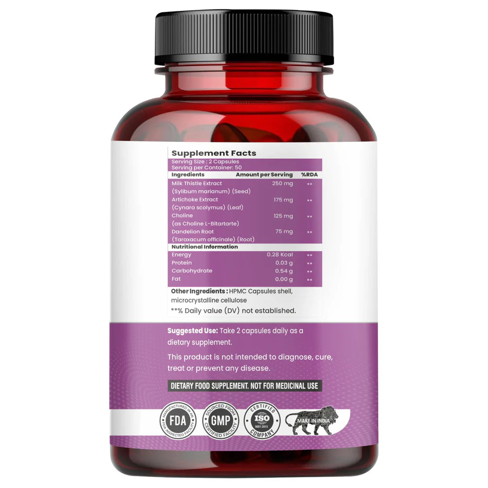Raskam Milk Thistle Complex Capsules | Liver & Gall bladder health supplement | Antioxidant & anti- inflammatory | Liver Detox, Liver refresher | 100 Veg Capsules