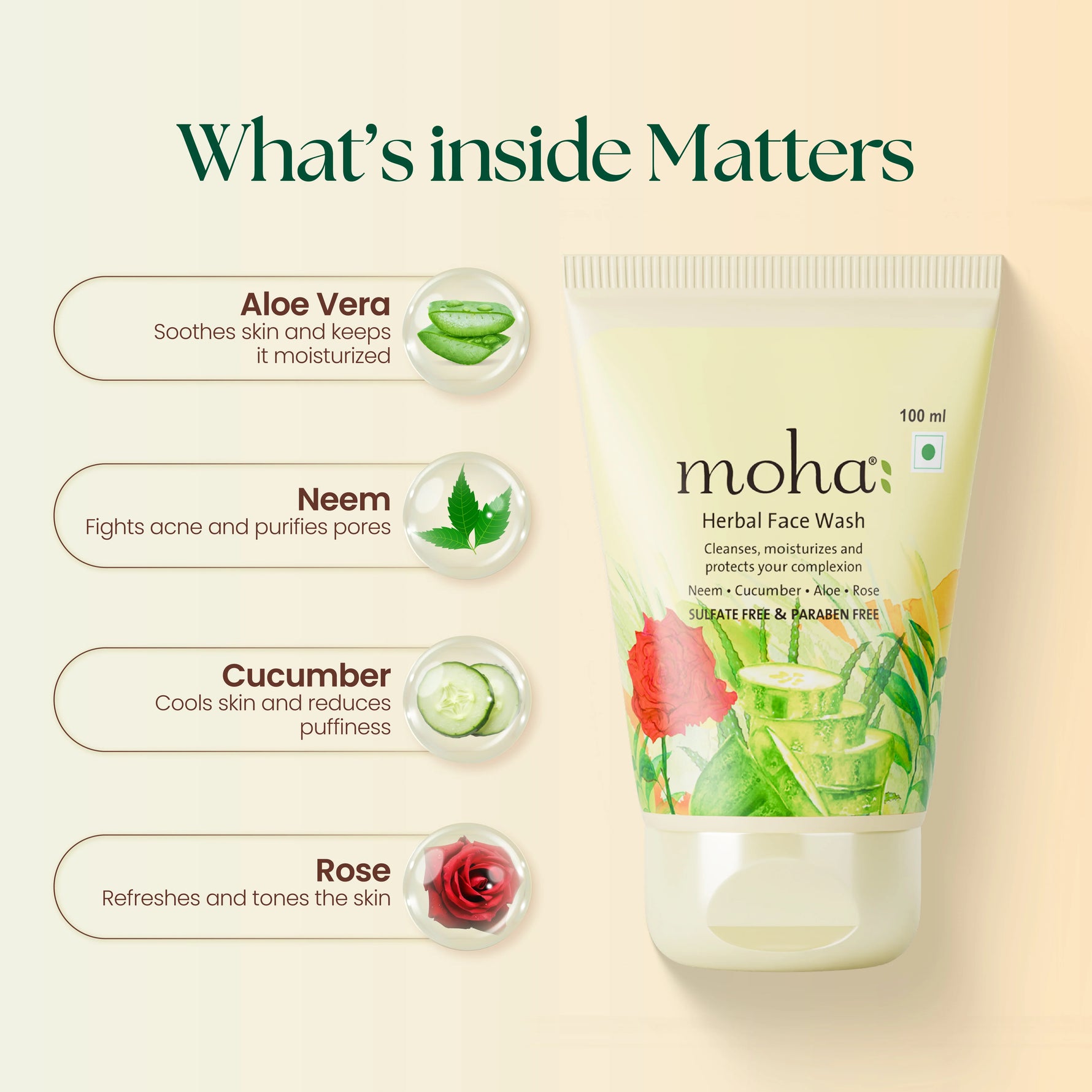 Moha: Herbal Face Wash (200ml) - Ayurvedic Anti-Acne & Pimple Clearing Cleanser